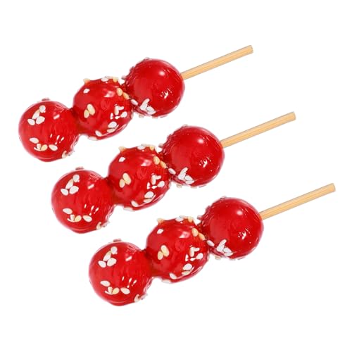 Supvox 3 Stück Kandiertes Haws-Modell puppenhauszubehör künstliche kandierte Haws kandierte Haws-Requisiten Puppenhaus mit Zuckerüberzug Fotografie-Requisiten Mini-Essen PVC rot von Supvox
