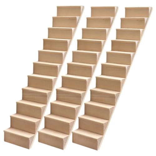 Supvox 3 Stück Maßstab Holztreppe ohne Handlauf für Puppenhaus Zubehör Unlackierte DIY Treppenstufen für Kreative Miniaturszenen Supvox 3 Stück Maßstab Holztreppe ohne Handlauf für Puppenhaus Zubehör Unlackierte DIY Treppenstufen für Kreative Miniaturszenen von Supvox