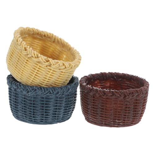 Supvox 3 Stück Mini-Korb winzig Puppenhaus-Miniatur-Ornament Weihnachten Zubehör Mikroszenenkorb kühlkorb einkaufskorb Storage Baskets Dark Blue Mini House Accessory Korbmodell aus Harz von Supvox