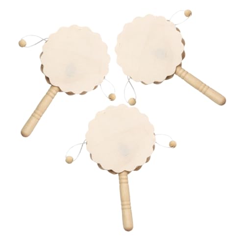 Supvox 3 Stück Rassel Malerei malen Rasseln Unbemalte Trommel Ö DIY Rasseltrommel-Ornament Rasseltrommel aus Holz Desktop-Verzierungen für zu Hause Ahorn Beige von Supvox