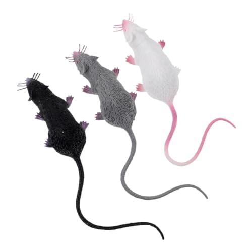 Supvox 3 Stück Realistisches Mäusemodell mit Großem Schwarzen Weißen und Grauen Mausfiguren Pädagogisches Lernspielzeug und Chinesisches Tierkreis mausmotiv für Dekoration und Geschenk von Supvox