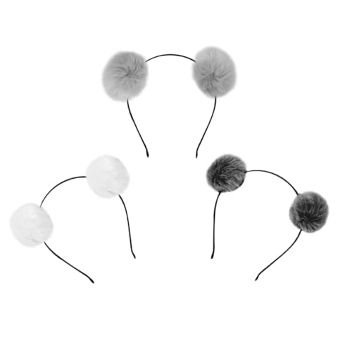 Supvox 3 Stück Teiliges Fuzzy Pom Pom Haarband Weiches Kunstmaterial Katzenohren Stirnband für Mädchen Bunte Kopfbedeckung für Geburtstag Weihnachten Kostüm und Cosplay Partys von Supvox
