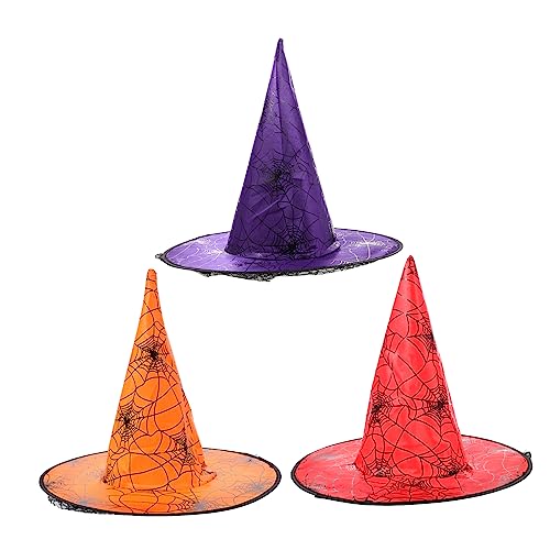 Supvox 3 Stück Teiliges Halloween Hexenhut aus Leichter Spitze mit Spinnennetzmuster Lustige Party Hexenmütze für Kostüm Tanz und Festdekoration Unisex Zubehör für Halloween und von Supvox