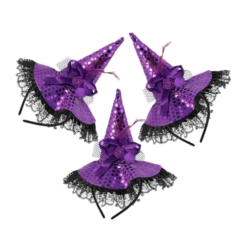 Supvox 3 Stück Teiliges Hexenhut Haarband mit Glitzernden Pailletten Leichter Halloween Kopfschmuck für Damen und Mädchen Bequemes Cosplay Zubehör für Party und Kostümfest von Supvox
