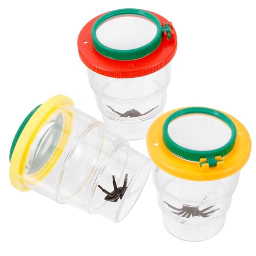 Supvox 3 Stück Teiliges Insektenbeobachtungsset mit Verstellbaren Lüftungslöchern Transparente Vergrößerungsboxen für Kleiner Insektenbehälter zum Forschen und Beobachten von Käfern und von Supvox