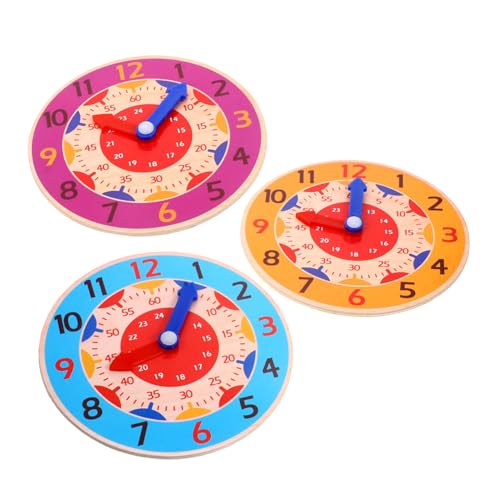 Supvox 3 Stück Teiliges Lernspielzeug Uhr für Bunte Holzuhren mit Farbenerkennung Pädagogisches Lernspielzeug für Vorschulkinder zur Frühkindlichen von Supvox