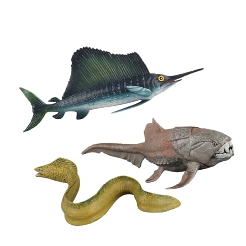 Supvox 3 Stück Teiliges Realistische Kunststoff Animal Ornaments Simulierte Meerestiere Dekofiguren Sailfish Muraenesox Dunkleosteus Mini Meeresbewohner Sammlerstücke für Zuhause und von Supvox