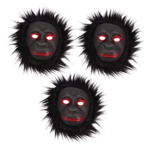 Supvox 3 Stück Teiliges Schimpansen Masken Halloween Maske aus Plüsch und Kunststoff Atmungsaktiv Witzige Kostümmasken Erwachsene Lustige Tiermaske für Halloween Festival Party von Supvox