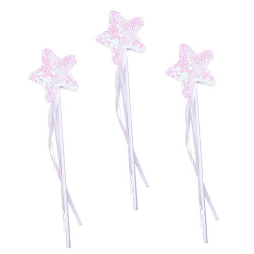 Supvox 3 Stück Teiliges Sternförmige Zauberstäbe mit Pailletten Weiße Fee Sticks für Kinderkostüme Verkleidung Halloween Party und Bühnenauftritte von Supvox