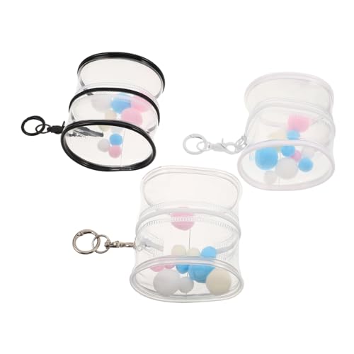 Supvox 3 Stück Transparente PVC Displaytaschen mit Schlüsselanhänger und Plüschbällen Hängende Aufbewahrungstasche für Actionfiguren Puppen und Spielzeuge Schutz und Tragetasche für von Supvox