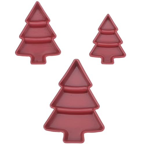 Supvox 3-teiliger Puppenhausteller: Miniatur-Dessertteller mit Weihnachtsbaummotiv – Puppen-Tabletts, kleines Geschirr zum Rollenspiel – Miniatur-Puppenhaus-Küchenzubehör von Supvox