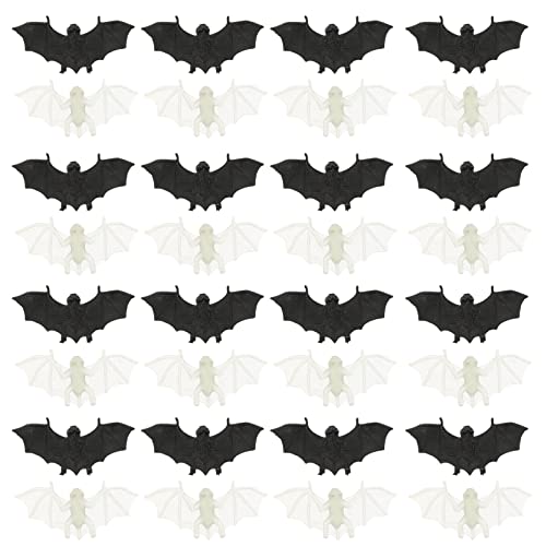 Supvox 30 Stück Halloween Fledermaus Deko Luminous Spooky Simulation Fledermäuse für Partys und Geisterhäuser Gruselige Spielzeuge für Halloween Feiern von Supvox