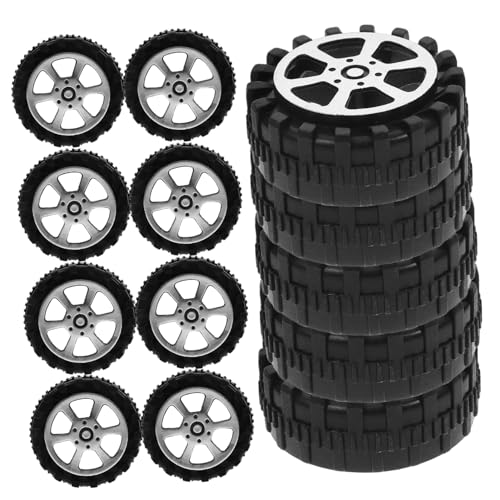 Supvox 30 Stück Spielzeugrad Nabe klein Rad-Auto- Reifen für Spielzeugautos Mini Kind Räder für Spielzeugautos Auto Lenkrad Plastikräder Auto-LKW- Schwarz von Supvox