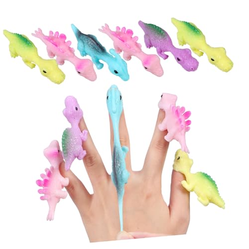 Supvox 30 Stück Teiliges Dinosaurier Finger aus Elastischem Kunststoff Bunte Fliegende Dinosaurier als Party Giveaways und Lustige Schleuder Spielzeuge für Kindergeburtstage von Supvox