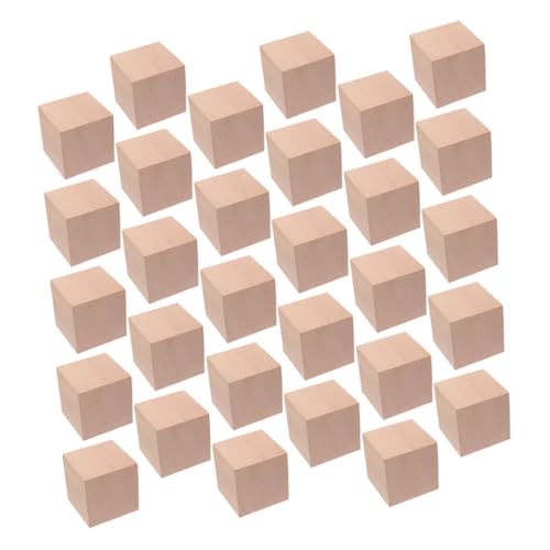 Supvox 30 Stück Teiliges Unbehandelte Holzwürfel Kleine Holzbausteine für Kreatives Basteln und Frühe Bildung Glatte Oberfläche Sichere Montessori Lernspielzeuge von Supvox