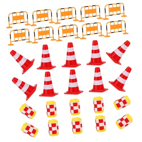 Supvox 30 Stück Teiliges Verkehrszeichen Spielset aus Stabilem Realistische Straßenverkehrsmodelle in Rot Orange und Gelb Pädagogisches Verkehrserziehungsspielzeug für des von Supvox
