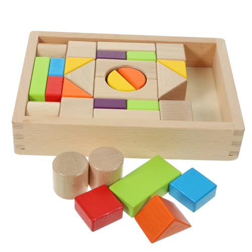 Supvox 30Stücke Teiliges Holzbausteine Set für Kleinkinder Robuste Glatte Kanten für Sichere Spielstunden Fördert Kommunikation Hand Auge Koordination und Formverständnis von Supvox