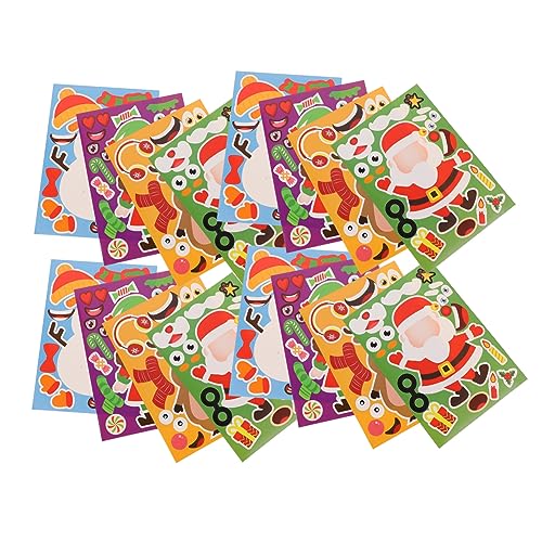 Supvox 32 Blatt Puzzle-Aufkleber für kinderpuzzle Puzzle weihnachtsbasteln weihnachtadeko weihnachtgeschenke selbstgemachter Aufkleber Kinderspielzeug Party- -Aufkleber von Supvox