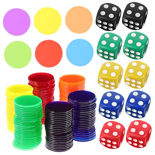 Supvox 320Stücke Farbige Transparente Zähler Spielchips Mit Würfeln Lernressource Für Interaktives Zählen Vielseitig Einsetzbar Für Mathe Spiele Und Belohnungen von Supvox