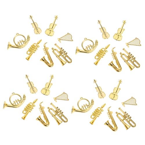 Supvox 35 Stück Teiliges Mini-musikinstrumente Set aus Miniatur Violine Saxophon Klavier Trompete für Puppenhaus Handliche Mini-Ornamente für Edukatives und Weihnachtsdeko von Supvox