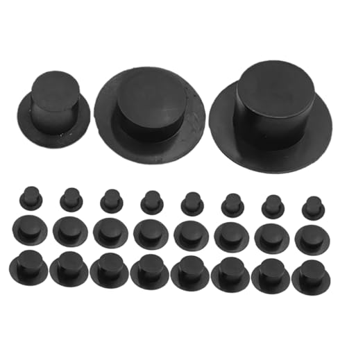 Supvox 36 Stück Mini-Hut Hut für Puppen Mini-Zylinder Miniatur-Zylinder aus Kunststoff Mini-Schneemannmütze Schneemann-Zylinder zum Basteln Minihüte zum Basteln Mini-Hüte Plastik Black von Supvox