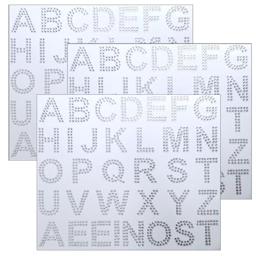 Supvox 3Blätter Diamantbuchstabenaufkleber Selbstklebende Strassbuchstaben für DIY Handwerk Kreative Deko für Kleidung Taschen und Glitzernde Sticker von Supvox