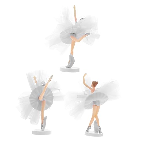 Supvox 3Sätze Ballerina Tortendeko Teiliges Mit Weißem Ballettmädchen Und Tüll Für Geburtstagsfeiern Als Kuchendekoration Für Feiern von Supvox