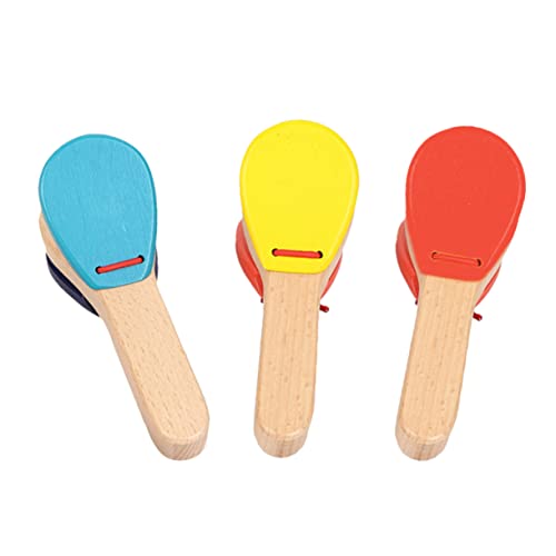 Supvox 3Stücke Kastagnetten Musikinstrument Holz Kastagnetten für Kleinkinder Percussion Instrumente Rhythmus und Musikalischem Talent für Jahren von Supvox