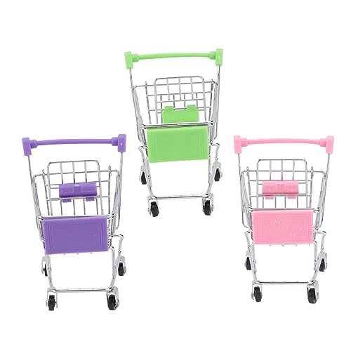 Supvox 3Stücke Mini Einkaufswagen Für Teiliges Galvanikbeschichtung Grün Für Rollenspiele Schreibtischzubehör von Supvox