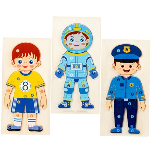 Supvox 3Stücke Teiliges Holz Puzzle Für Kleinkinder Berufskognition Hand Augen Koordination Lernspielzeug Für Jahren Polizist Astronaut Supvox 3Stücke Teiliges Holz Puzzle Für Kleinkinder Berufskognition Hand Augen Koordination Lernspielzeug Für Jahren Polizist Astronaut von Supvox