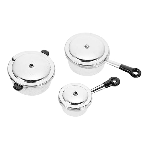 Supvox 3Stücke Teiliges Stockpot Für Puppenhaus Dekorative Kochtöpfe Mit Schwarzem Griff Für Mini Und Rollenspiele von Supvox
