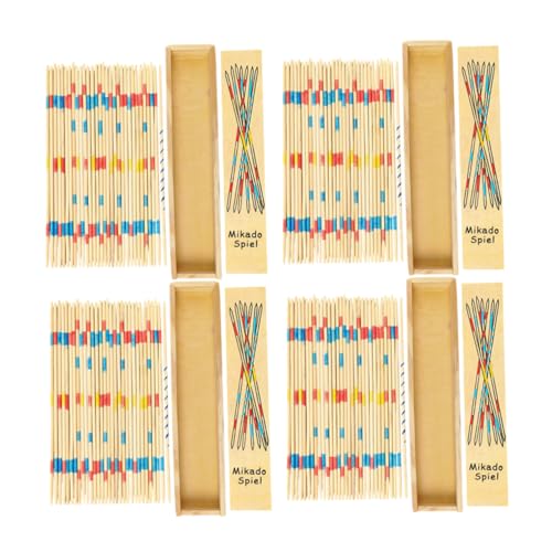 Supvox 4 Boxen Teiliges Holzspielzeug Pick Up Sticks Buntes Geschicklichkeitsspiel Konzentration und Hand Auge Koordination für Familie Schule und Picknick von Supvox