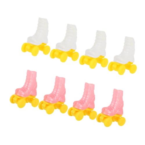 Supvox 4 Paare Roller Skates Rollschuh für DIY-Puppe Zubehör für die Puppenherstellung Mini-Schuhe Mini-Rollschuhe für Puppe Miniatur-Rollschuh Puppen-Skating-Werkzeug Plastik von Supvox