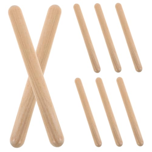 Supvox 4 Paare Schlagzeug für holzspielzeug Kinderinstrumente musikalisches musikspielzeug Fitness-Rhythmus-Stick Holzkeule Musikstöcke Khaki von Supvox