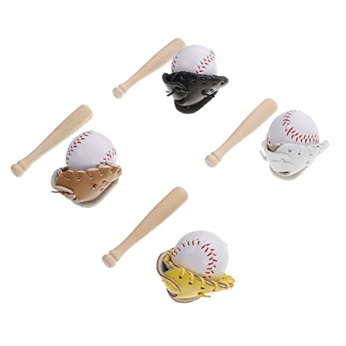 Supvox 4 Sätze Mini -Baseballmodell Kunst- und Bastelsets Baseball -Softball Sport DIY Keychain Baseballketten Mini-Baseballschläger Outdoor -Ornamente Baseball -Schlüsselketten Leder von Supvox