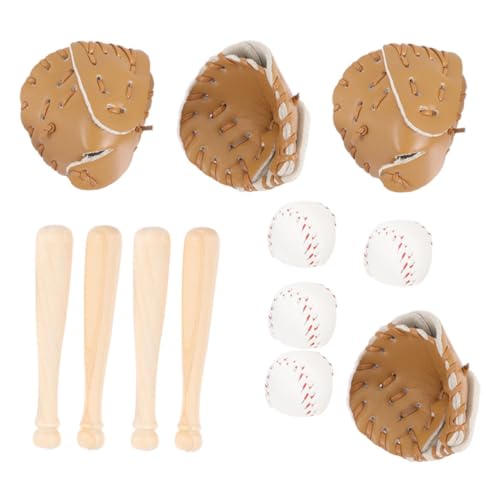 Supvox 4sätze Miniatur Baseball Spielzeug Set Für Puppenhaus Mini-baseballschläger Und Handschuh Zur Dekoration Für Rollenspiele Geeignet Kompakt Und Detailreich von Supvox