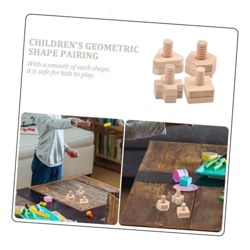 Supvox 4 Sätze Teiliges Holz Schraubspielzeug Lernspielzeug Schrauben Zuordnen Montessori Lernspiel für Kleinkinder mit Birkenholz Sicher und Griffig von Supvox