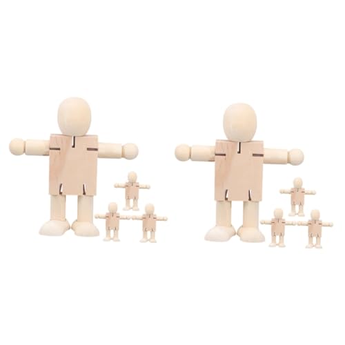 Supvox 4 Sätze Weißer Embryo Roboter Aus Holz Einfacher Embryo Graffiti Pädagogisches Kinderspielzeug Deformation DIY Holzmann 4 Teiliges Kit Coole Kinderroboter 4 Stück * 4 von Supvox