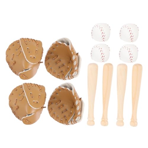 Supvox 4 Sets Mini -Baseball -Set Für Kinderpuppenhaus Sportzubehör Mini Baseball Fledermaus Handschuh Ball Kit Mini House Miniatur Sport Ornamente Für Rollenpostenspielset von Supvox