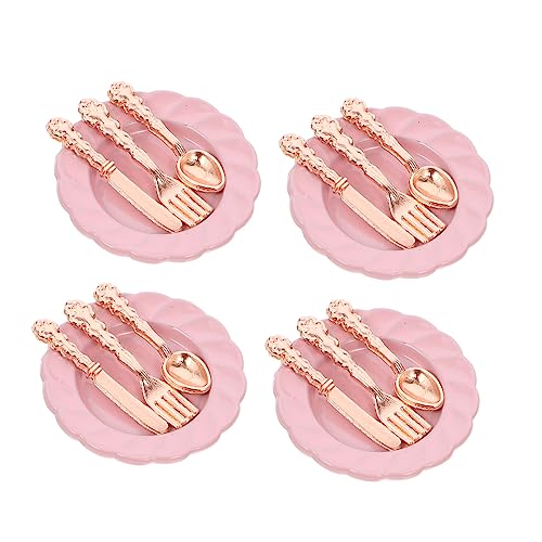 Supvox 4 Sets Mini Besteck Set Puppenhaus Mini Teller Schüssel Puppenhaus Mini Teller Löffel Puppenhaus Zubehör Mini Puppenhaus Schüssel Teller Puppenhaus Mini Teller von Supvox