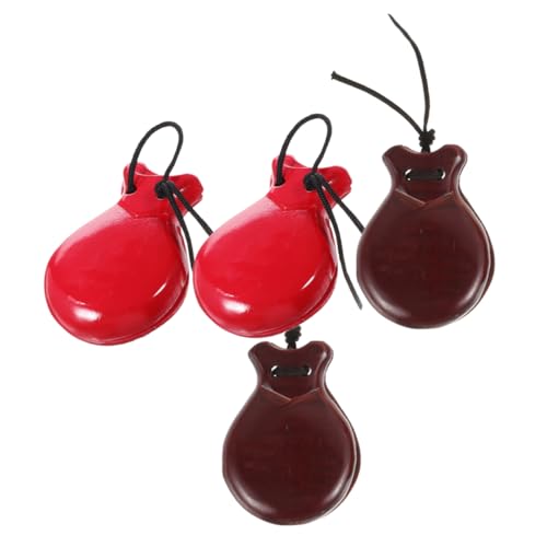 Supvox 4 Stck Teiliges Kastagnetten aus Holz Buntes Percussion Instrument zur Musikalischen Früherziehung Fördert Rhythmusgefühl und Sensorische Entwicklung Einfache Handhabung von Supvox