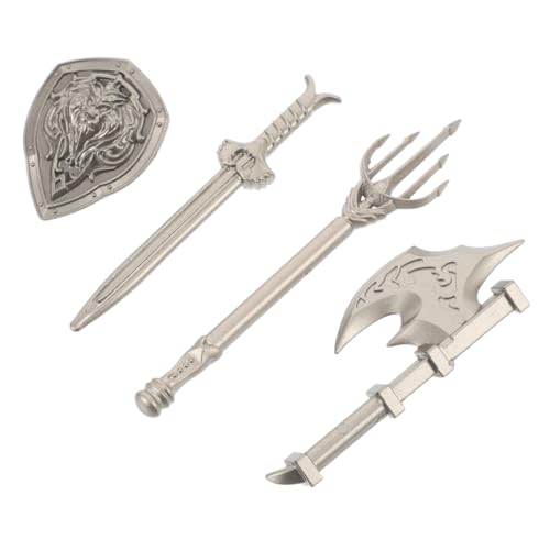 Supvox 4 Stück Bausteinzubehör Zubehör Für Bausteine Actionfiguren Für Jungen Schwerter Für Spielzeugschwert Und Schild Mittelalterliche Partygeschenke Schwertkostüm Plastik Silver von Supvox
