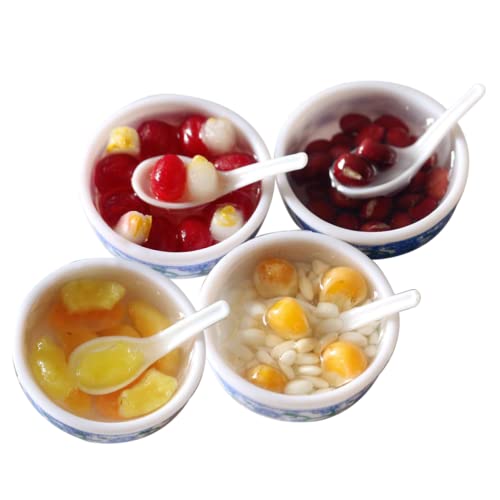 Supvox 4 Stück Mini-Dessert-Dekorationen Miniatur-schüssel Löffel Für Rollenspiel-Spielzeug Miniatur-Ornament Zufälliger Stil von Supvox