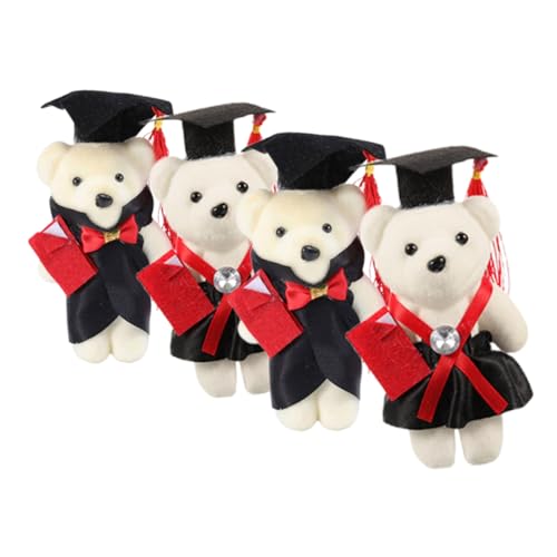 Supvox 4 Stück Dr. Bärenpuppe Abschluss Stofftiere Kleine Bärenpuppe Abschlusspuppe Mini-stoffbären Blumenstrauß-dekorationszubehör Abschluss Trägt Puppen Blumenstrauß DIY Liefert Plüsch von Supvox