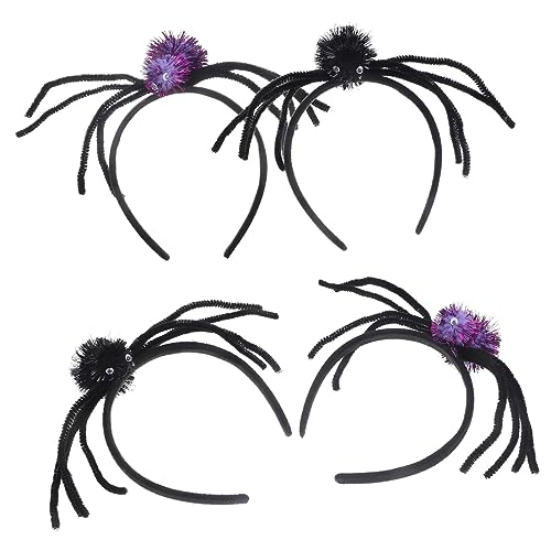 Supvox 4 Stück Halloween Spinnen Stirnband Kreative Haarreifen für Halloween Feiern Leicht und Bequem Deko für Kostümpartys Fotorequisiten Schwarz und von Supvox