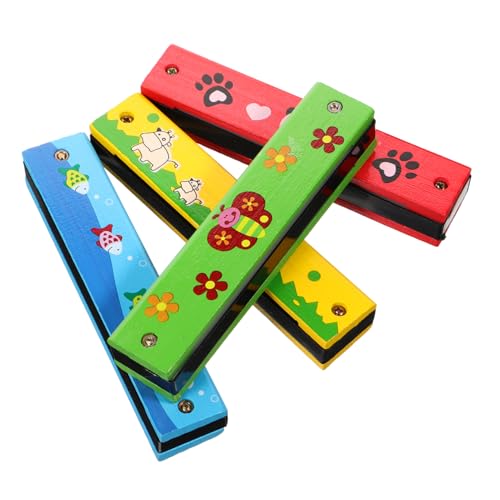 Supvox 4 Stück Holz Mundorgan für Frühe Musikerziehung Tragbar für Kindergarten und Grundschule Fördert Kreativität und Koordination von Supvox