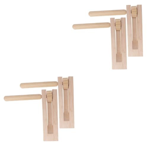 Supvox 4 Stück Holz Ratsche Geräuschmacher Pädagogisches Musikinstrument für Drinnen und Draußen Fördert Musikalisches Talent und Rhythmusgefühl von Supvox