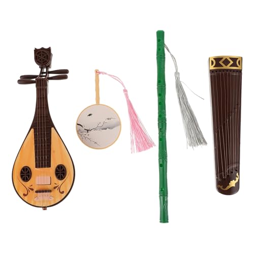 Supvox 4stücke Teiliges Miniatur Puppen Zubehör Mit Antiken Instrumenten Guqin Flöte Fächer Und Zubehör in Zufälligen Farben Für Kreative Rollenspiele Und Miniatur-Dekoration von Supvox
