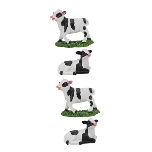 Supvox 4 Stück Kuh-Verzierung Kuh-Cupcake-Topper Märchengarten Miniatur Ornament Spielzeug lebendige Kuhmodellverzierung kleiner Kuhschmuck Haushalt Dekorationen Spielereien schmücken von Supvox