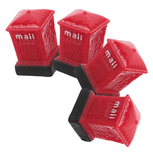 Supvox 4 Stück Micro Landscape -e -Mail Briefkasten Lustige Gartendeko Kleines Hauszubehör Winzige Hausdekorationen Spielspielzeug Vorgeben Mini House Decor Mini-Sachen Harz Rot von Supvox